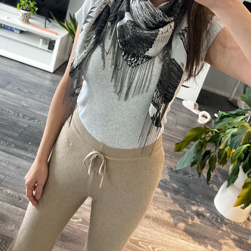 BCBGMaxAzria Monochrome Scarf With Tassles